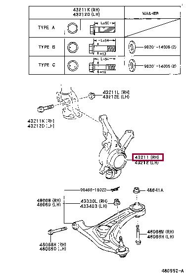 4321152020 Toyota Knuckle swivel