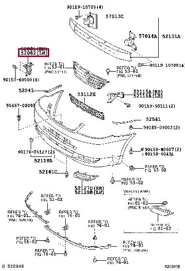 5208202020 Toyota Bracket front bumper