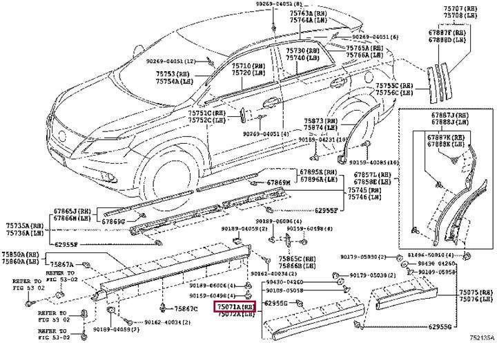7507148030 Toyota MOULDING SUB-ASSY F