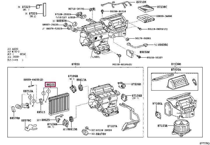 Toyota 88501-3A110 Evaporator sub-assy, cooler, no.1 885013A110
