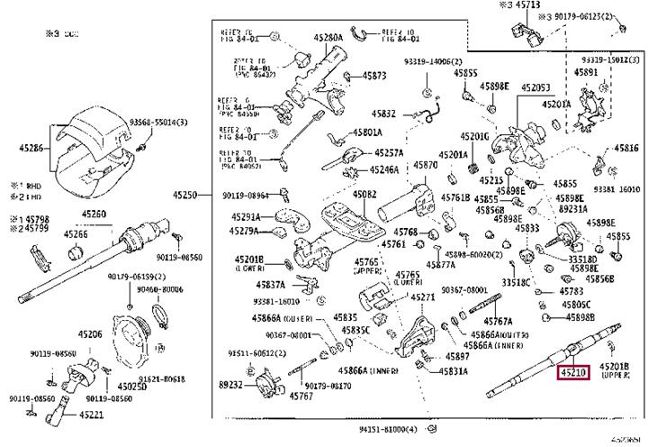 4521050051 Toyota Steering shaft