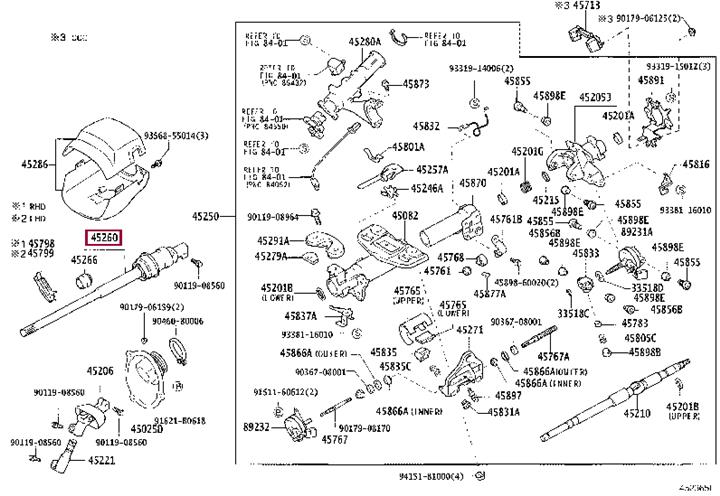 4526050070 Toyota Steering shaft