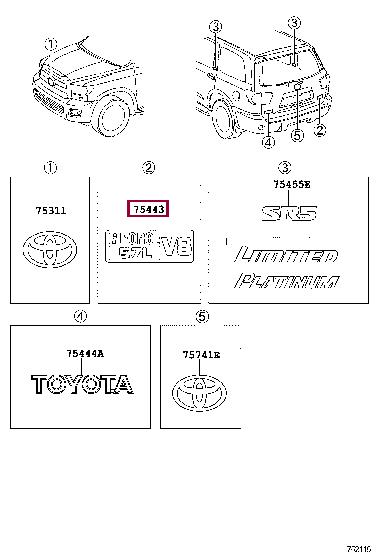 Toyota 75443-34030 Emblem 7544334030