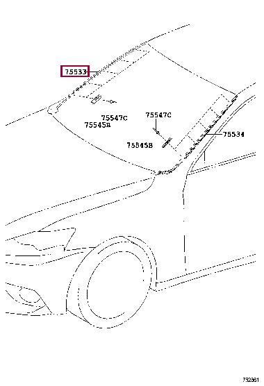Windshield molding Toyota 75551-53041