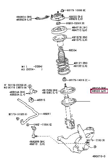 Toyota 48520-49046 Shock absorber strut front left gas oil 4852049046