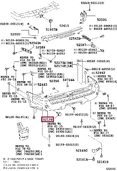 521590C909 Toyota Bumper rear