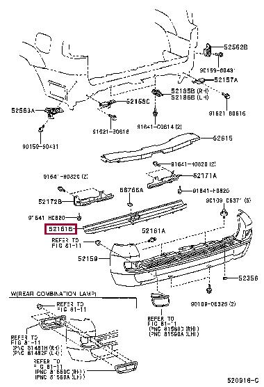 5216160030 Toyota Trim rear bumper