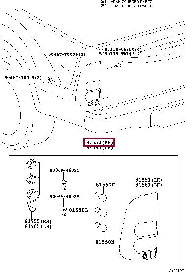Toyota 81550-0K010 Combination Rearlight 815500K010