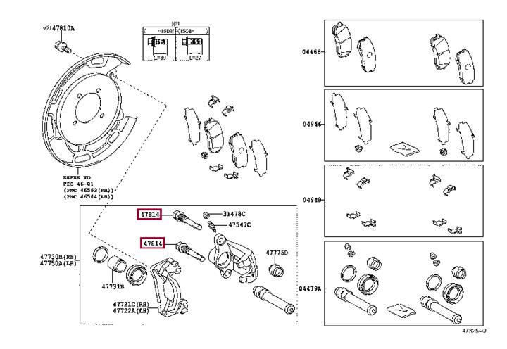 Toyota 47814-0C010 Sleeve guide brake caliper 478140C010 478140C010 Toyota Sleeve guide brake caliper
