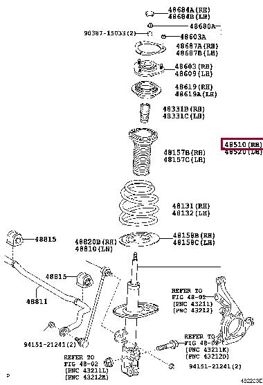Toyota 48510-80284 Front Left Suspension Strut 4851080284