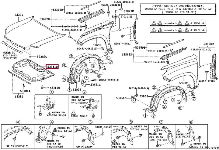 5334160370 Toyota INSULATOR, HOOD