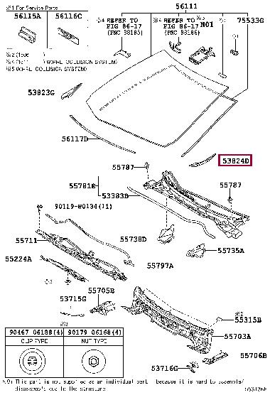 5382402120 Toyota Windshield molding