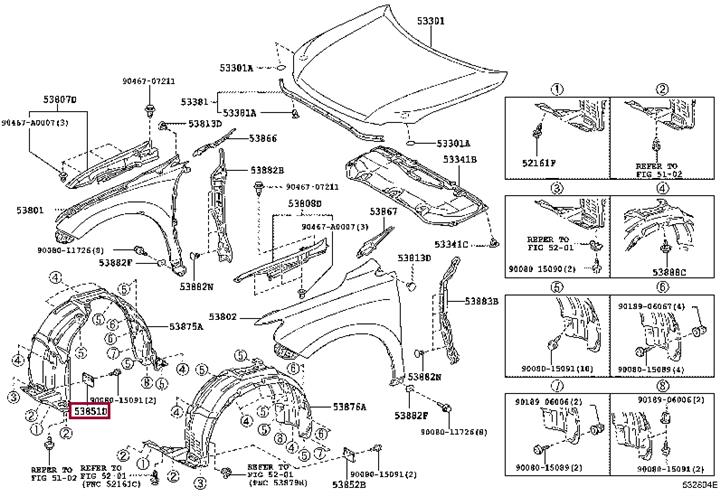 Toyota 53851-0E030 PAD, FR WHEEL OPENIN 538510E030 538510E030 Toyota PAD, FR WHEEL OPENIN