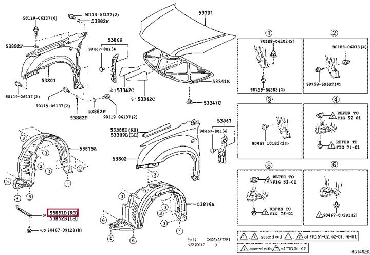 5385120010 Toyota PAD, FR WHEEL