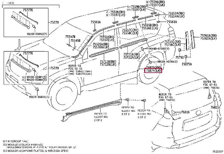 7587460030 Toyota MOULDING QUARTER WH