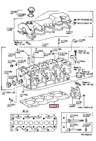 Cylinder head seal Toyota Corona: 111156419003 Toyota Cylinder head gasket