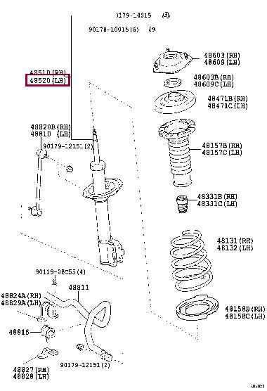 Toyota 48520-80020 Front Left Suspension Shock Absorber 4852080020 4852080020 Toyota Front Left Suspension Shock Absorber