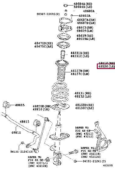 Toyota 48520-80348 Front Left Suspension Shock Absorber 4852080348