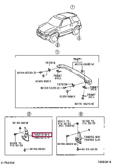 Front right mudguard Toyota 76621-42070