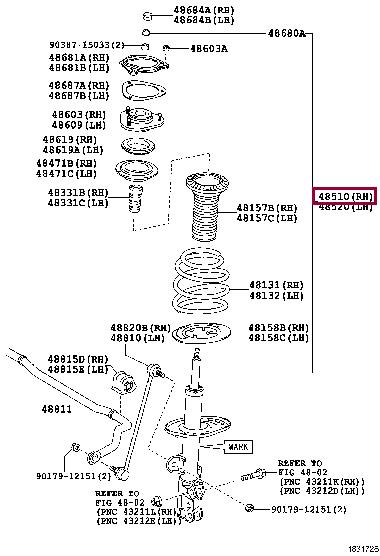 Toyota 48510-80751 Front Right Suspension Shock Absorber 4851080751