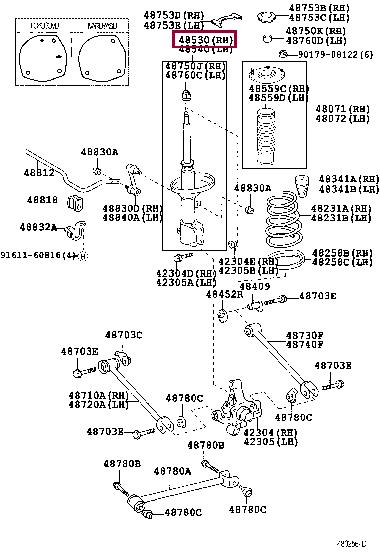 Toyota 48530-19705 Rear right shock absorber strut 4853019705