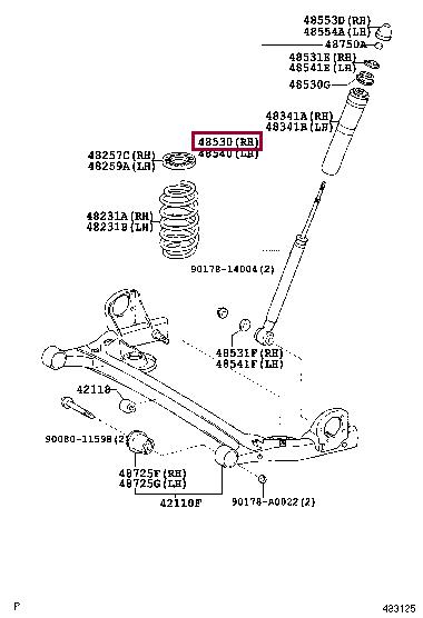 Toyota 48531-09860 Rear suspension shock 4853109860