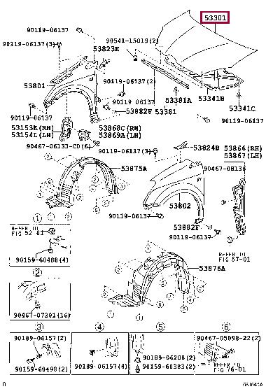 533010F011 Toyota Hood