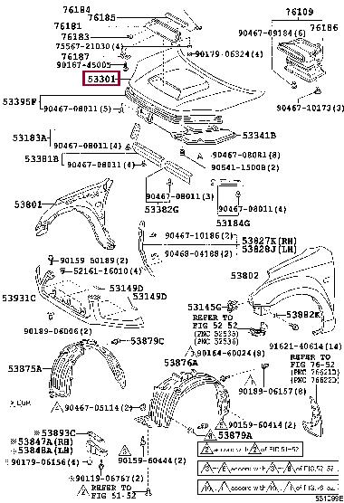 Toyota 53301-42050 Hood 5330142050 5330142050 Toyota Hood