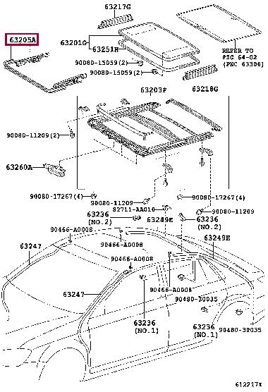 Toyota 63205-0E020 Auto part 632050E020 632050E020 Toyota Auto part