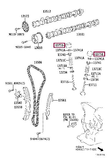 Toyota 13751-21210 LIFTER VALVE 1375121210