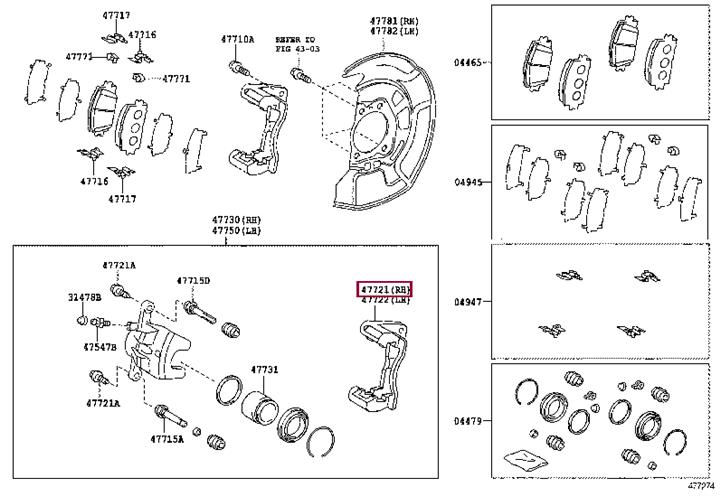 Toyota 47721-42090 Brake caliper bracket 4772142090