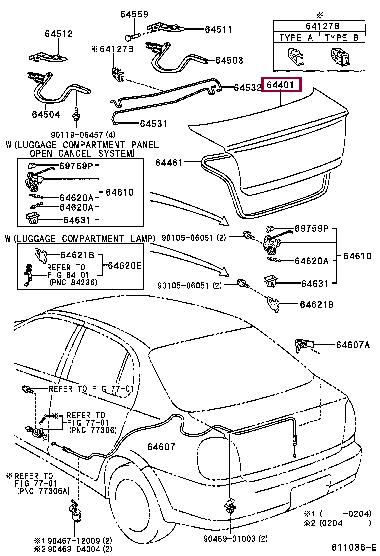 Toyota 64401-52091 Lid trunk 6440152091