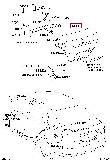 Toyota 64401-52120 Lid trunk 6440152120