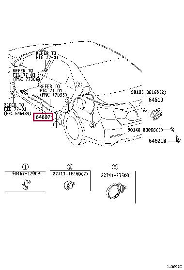 6460733200 Toyota CABLE SUB-ASSY,
