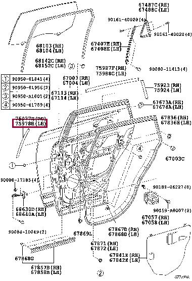 759780T010 Toyota STRIPE, RR DOOR, OUT