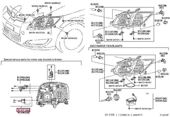 8119712040 Toyota Headlight mount