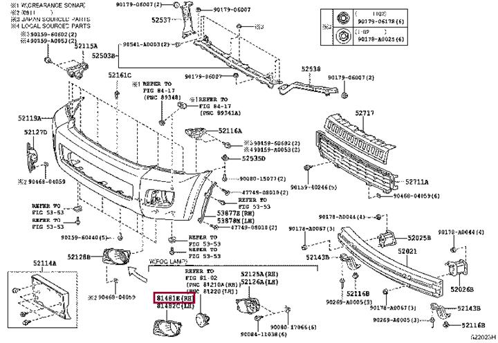 814810C021 Toyota COVER FOG LAMP RH