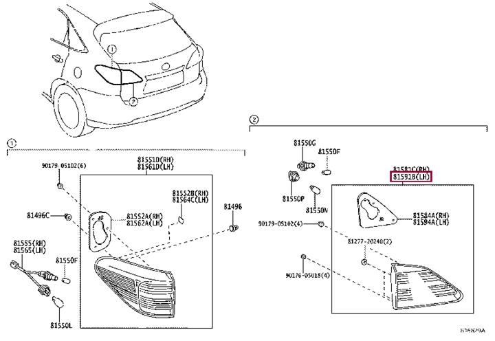 Toyota Tail lamp inner left – price 1084 PLN