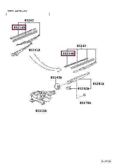 8521460130 Toyota RUBBER, WIPER BLADE