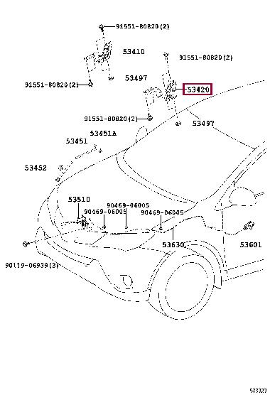 Hood hinge Toyota 53420-42120
