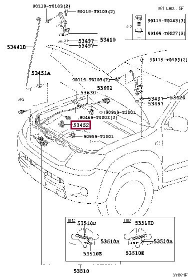 534520K010 Toyota Bonnet Stay