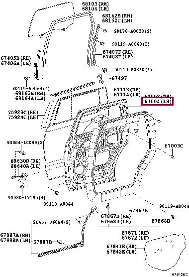 670040C151 Toyota Door rear left