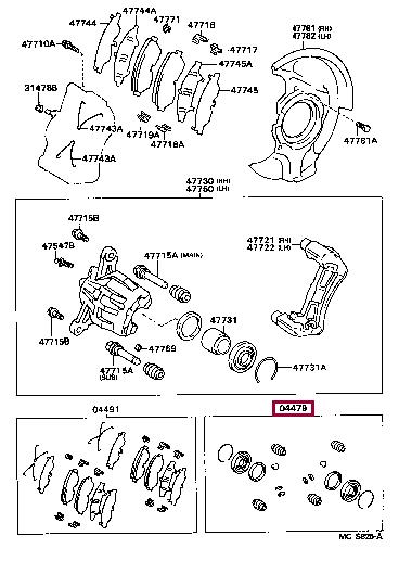 Toyota 04479-33010 Repair Kit, brake caliper 0447933010
