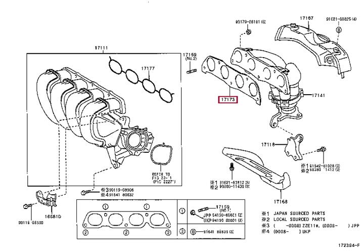 Toyota 17173-0D010 Exhaust manifold dichtung 171730D010