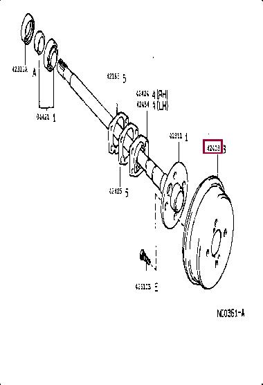Brake drum Toyota Corolla: 4243116060 Toyota Brake drum