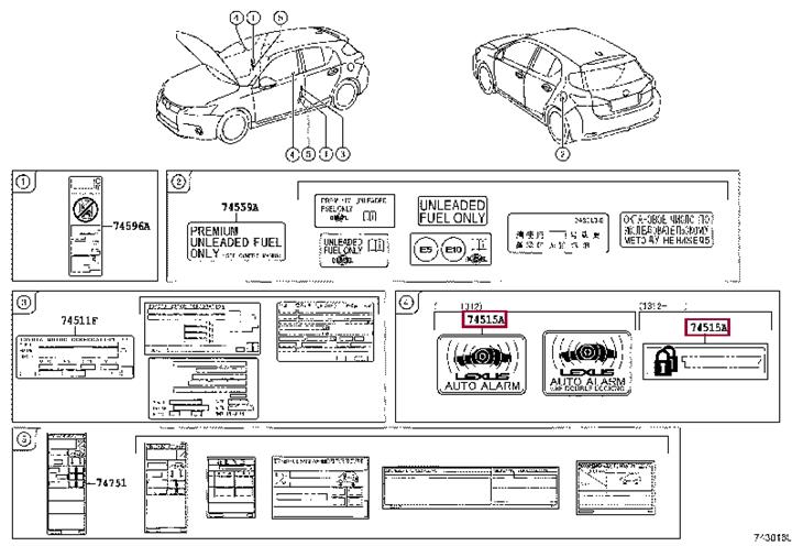 7451530040 Toyota Information sticker