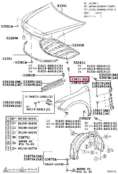 Toyota 53811-06230 Fender sub-assy, front rh 5381106230 5381106230 Toyota Fender sub-assy, front rh