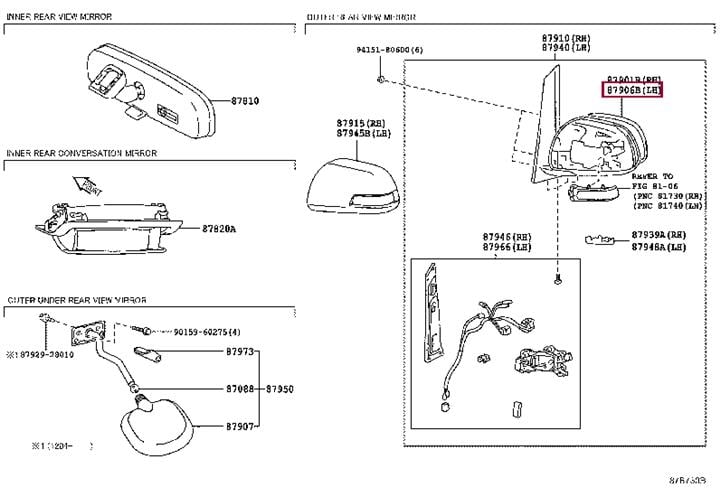 8796128A71 Toyota MIRROR OUTER, LH
