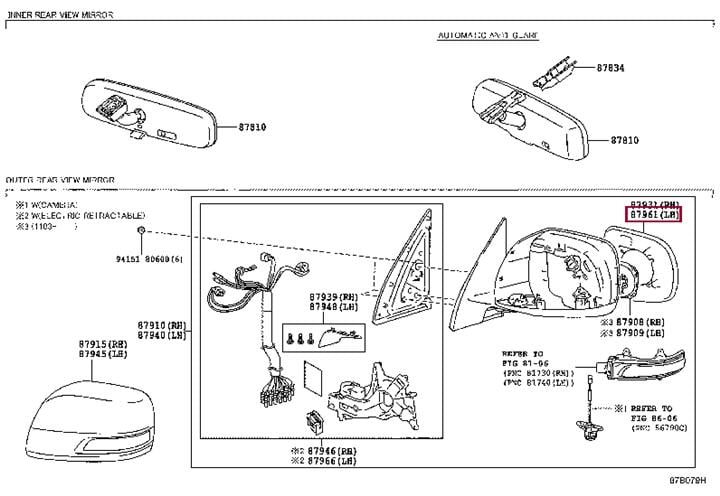 8796160B00 Toyota MIRROR OUTER, LH