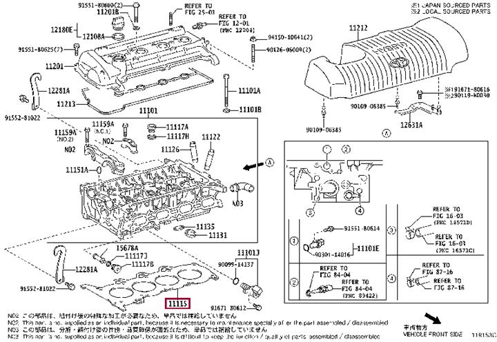 Toyota 11115-21091 Gasket, cylinder head 1111521091